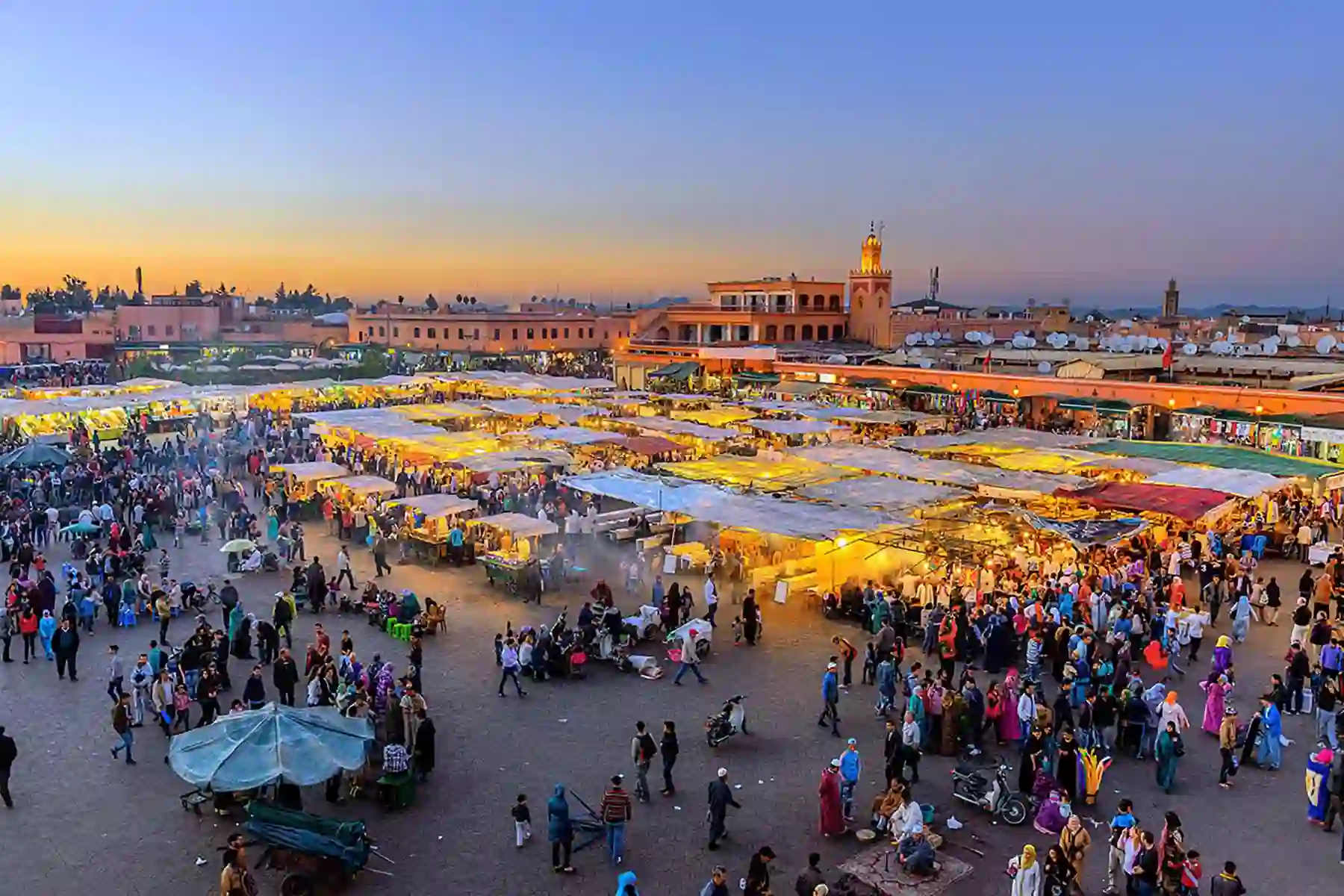 Essaouira fishing harbour and blue boats on the Marrakech day trip